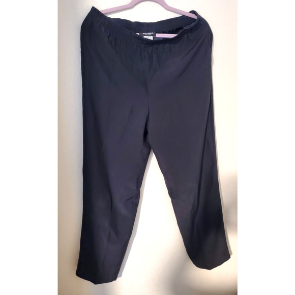 Vintage NIRA NIRA Black Silk Pull-On Tapered Leg High Rise Pants Sz S - Picture 1 of 3